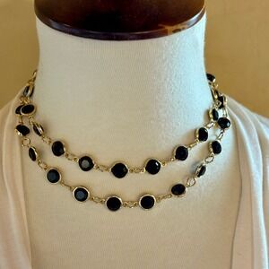 Vintage Rafaelian Black Austrian Crystal Necklace